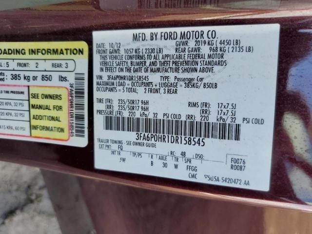 Photo 10 from auction – 2013 FORD FUSION SE with VIN 3FA6P0HR1DR158545