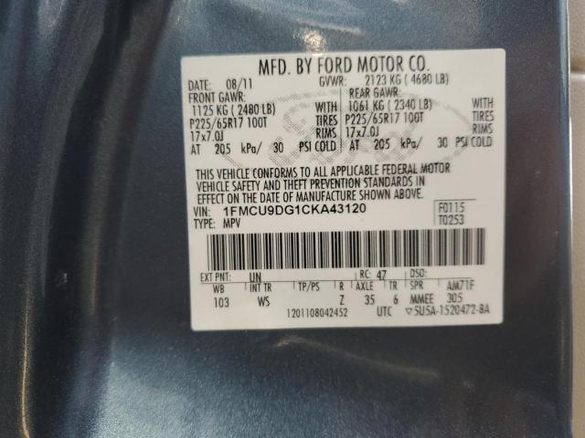 Photo 10 from auction – 2012 FORD ESCAPE XLT with VIN 1FMCU9DG1CKA43120