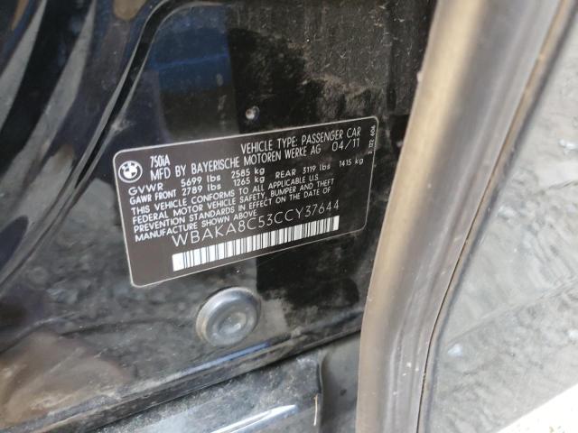 Photo 10 from auction – 2012 BMW 750 I with VIN WBAKA8C53CCY37644