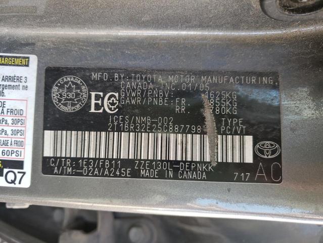 Photo 10 from auction – 2005 TOYOTA COROLLA CE with VIN 2T1BR32E25C887798