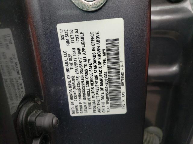 Photo 10 from auction – 2017 HONDA CR-V LX with VIN 7FARW5H32HE001332