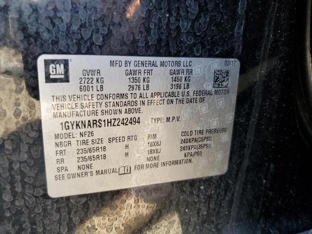 Photo 10 from auction – 2017 CADILLAC XT5 with VIN 1GYKNARS1HZ242494