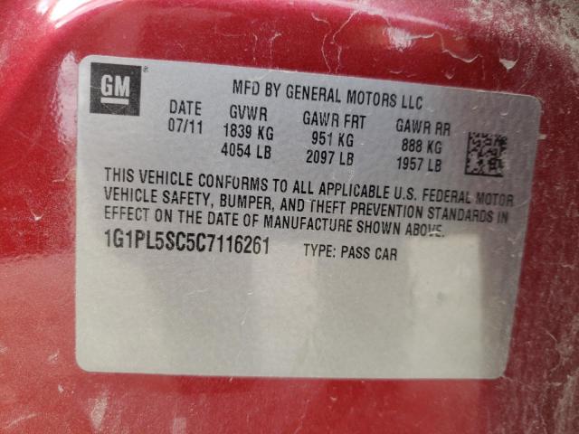 Photo 10 from auction – 2012 CHEVROLET CRUZE LT with VIN 1G1PL5SC5C7116261