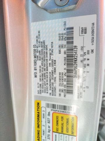 Photo 10 from auction – 2019 FORD FUSION SEL with VIN 3FA6P0CD9KR254139