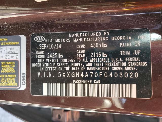 Foto 10 de la subasta – 2015 KIA OPTIMA EX con VIN 5XXGN4A70FG403020