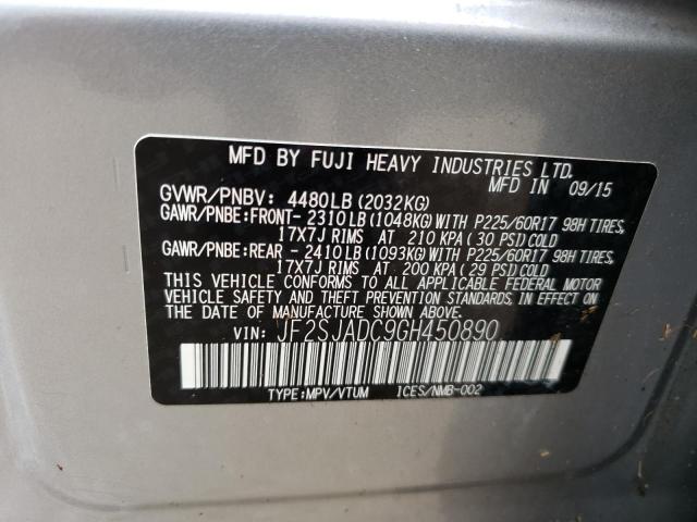 Photo 10 from auction – 2016 SUBARU FORESTER 2 with VIN JF2SJADC9GH450890