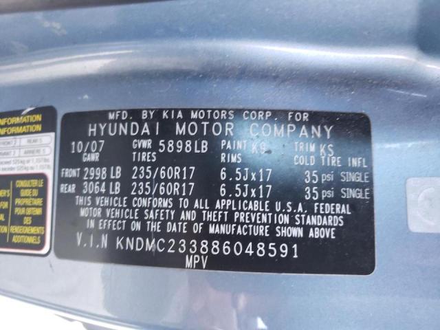 Photo 10 from auction – 2008 HYUNDAI ENTOURAGE with VIN KNDMC233886048591