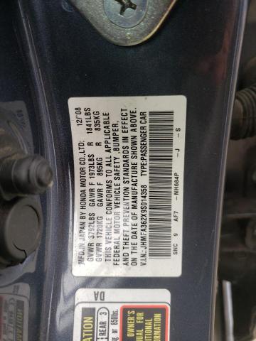 Photo 10 from auction – 2009 HONDA CIVIC HYBR with VIN JHMFA362X9S014358