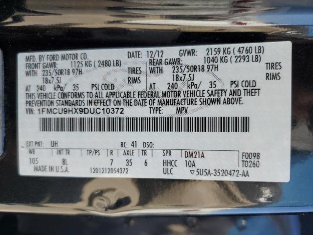 Photo 10 from auction – 2013 FORD ESCAPE SEL with VIN 1FMCU9HX9DUC10372