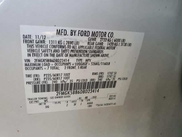 Photo 10 from auction – 2013 FORD FLEX SE with VIN 2FMGK5B86DBD23414