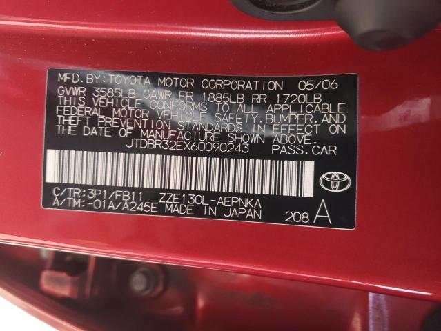 Photo 10 from auction – 2006 TOYOTA COROLLA CE with VIN JTDBR32EX60090243