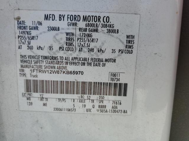 Photo 10 from auction – 2007 FORD F150 SUPER with VIN 1FTRW12W87KB65970