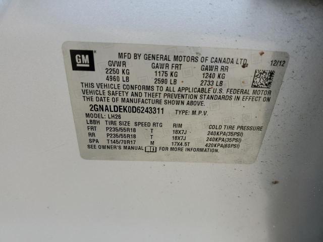 Photo 10 from auction – 2013 CHEVROLET EQUINOX LT with VIN 2GNALDEK0D6243311