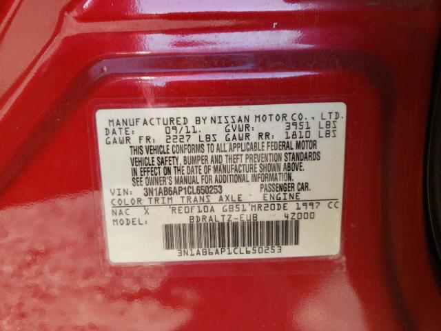Photo 10 from auction – 2012 NISSAN SENTRA 2.0 with VIN 3N1AB6AP1CL650253