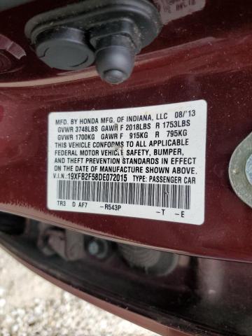 Photo 10 from auction – 2013 HONDA CIVIC LX with VIN 19XFB2F58DE072015