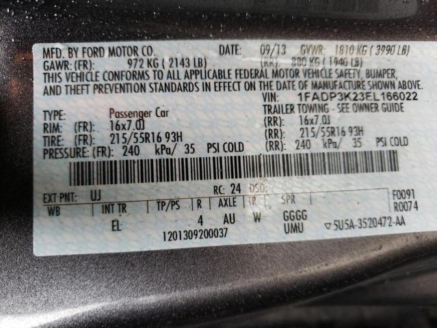 Photo 10 from auction – 2014 FORD FOCUS SE with VIN 1FADP3K23EL166022