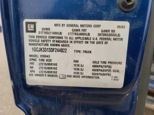 Photo 10 from auction – 2003 CHEVROLET SILVERADO with VIN 1GCJK33133F244022