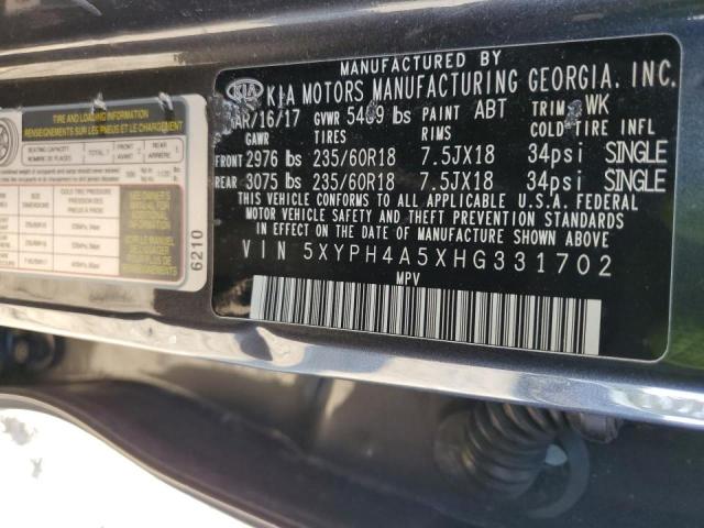 Photo 10 from auction – 2017 KIA SORENTO with VIN 5XYPH4A5XHG331702