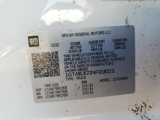 Photo 10 from auction – 2022 GMC SIERRA C25 with VIN 1GT48LE72NF218222