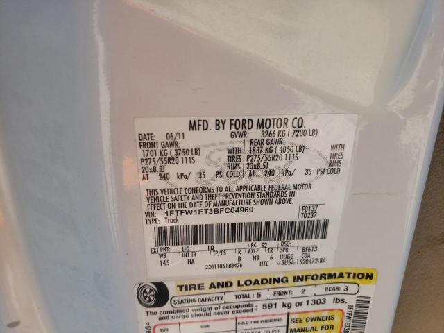 Photo 10 from auction – 2011 FORD F150 SUPER with VIN 1FTFW1ET3BFC04969