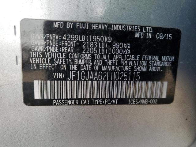 Photo 10 from auction – 2015 SUBARU IMPREZA with VIN JF1GJAA62FH025115
