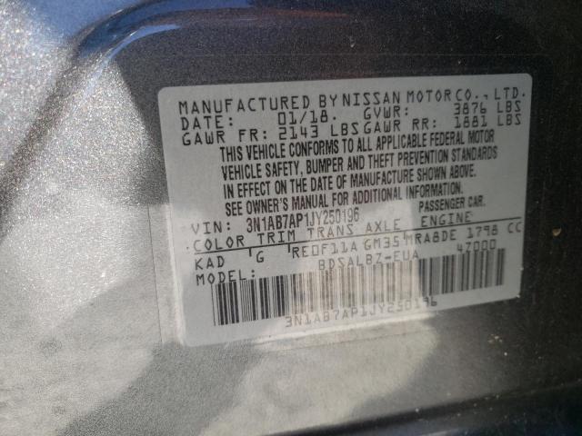 Photo 10 from auction – 2018 NISSAN SENTRA S with VIN 3N1AB7AP1JY250196