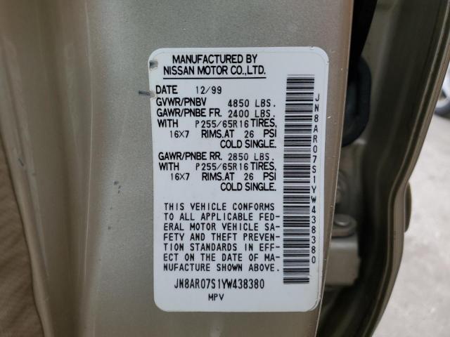Photo 10 from auction – 2000 NISSAN PATHFINDER with VIN JN8AR07S1YW438380
