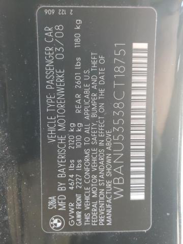 صورة رقم 10 من المزاد - 2008 BMW 528 I مع VIN WBANU53538CT18751