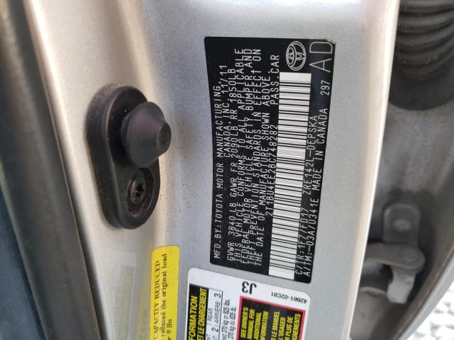 Photo 10 from auction – 2011 TOYOTA COROLLA BA with VIN 2T1BU4EE2BC748282