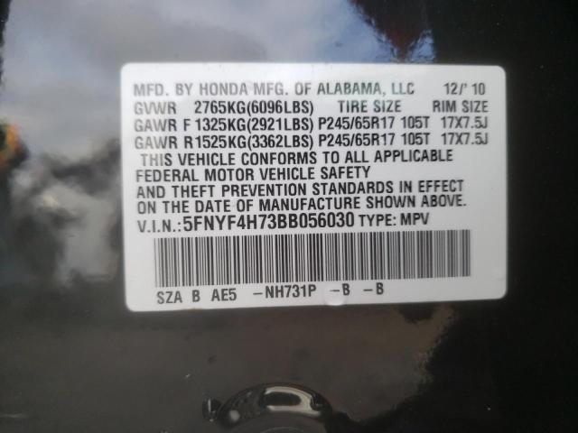 صورة رقم 10 من المزاد - 2011 HONDA PILOT EXLN مع VIN 5FNYF4H73BB056030