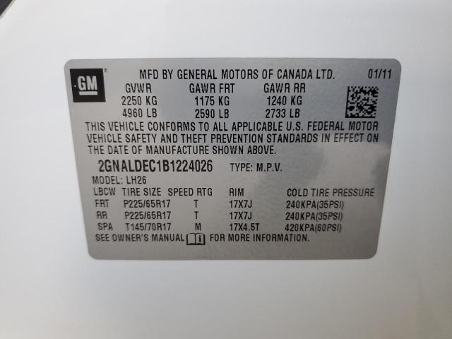Photo 10 from auction – 2011 CHEVROLET EQUINOX LT with VIN 2GNALDEC1B1224026