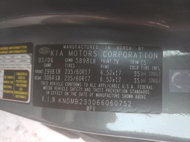 Photo 10 from auction – 2006 KIA SEDONA EX with VIN KNDMB233066060752