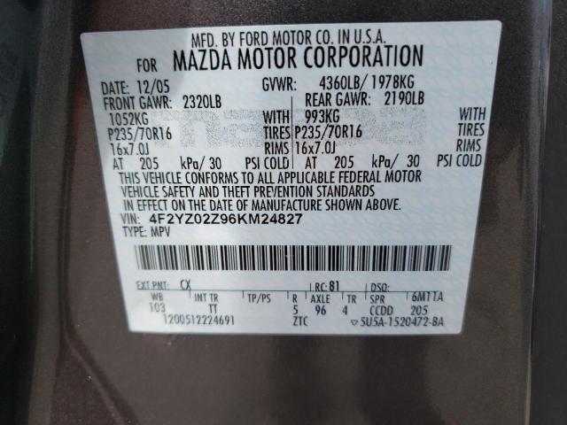 Photo 10 from auction – 2006 MAZDA TRIBUTE I with VIN 4F2YZ02Z96KM24827