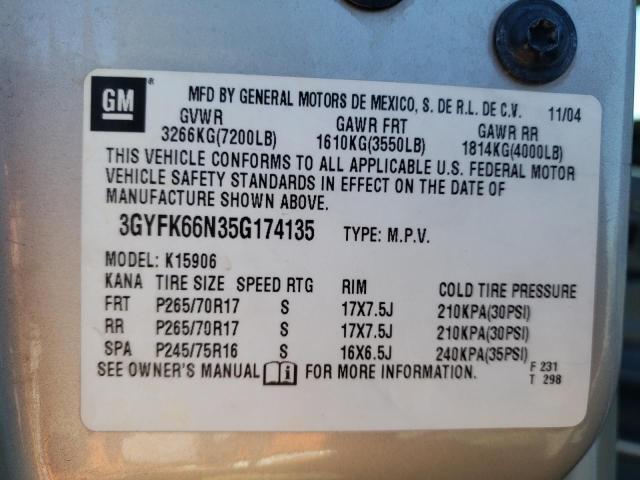 Photo 10 from auction – 2005 CADILLAC ESCALADE E with VIN 3GYFK66N35G174135