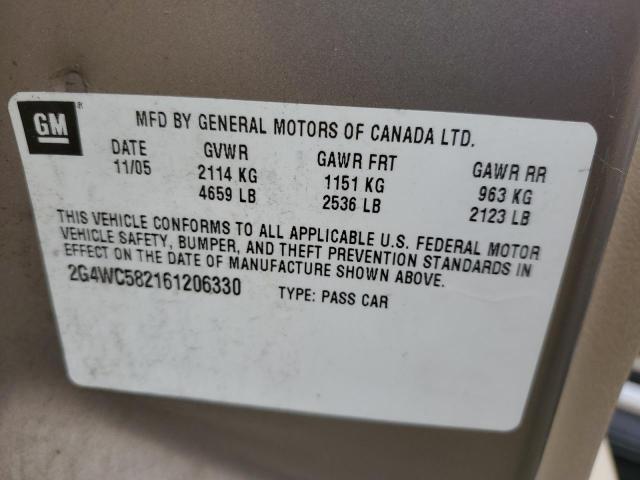 Photo 10 from auction – 2006 BUICK LACROSSE C with VIN 2G4WC582161206330