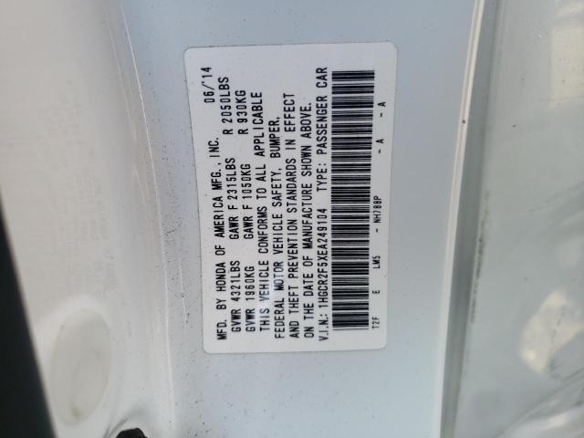 Photo 10 from auction – 2014 HONDA ACCORD SPO with VIN 1HGCR2F5XEA249104