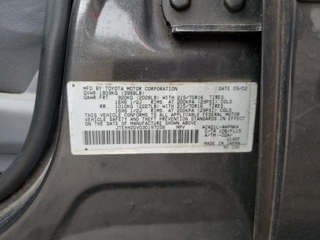 Photo 10 from auction – 2003 TOYOTA RAV4 with VIN JTEHH20V030197058