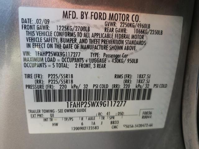 Photo 10 from auction – 2009 FORD TAURUS LIM with VIN 1FAHP25WX9G117277