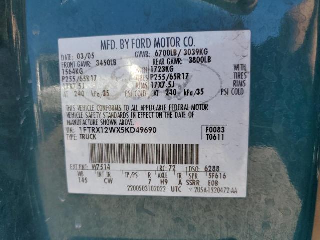 Photo 10 from auction – 2005 FORD F150 with VIN 1FTRX12WX5KD49690