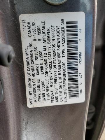 Photo 10 from auction – 2013 HONDA CIVIC LX with VIN 2HGFB2F54DH603040