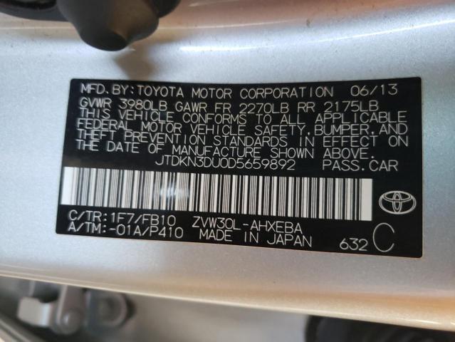 Photo 10 from auction – 2013 TOYOTA PRIUS with VIN JTDKN3DU0D5659892