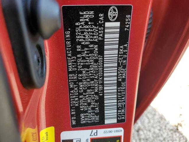 Photo 10 from auction – 2013 TOYOTA CAMRY L with VIN 4T1BF1FK1DU650097