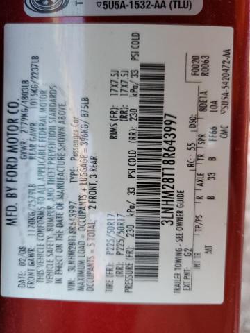 Photo 10 from auction – 2008 LINCOLN MKZ with VIN 3LNHM28T18R643997