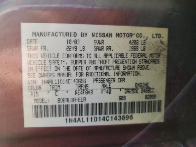 Photo 10 from auction – 2004 NISSAN ALTIMA BAS with VIN 1N4AL11D14C143696