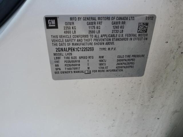 Photo 10 from auction – 2012 CHEVROLET EQUINOX LT with VIN 2GNALPEK1C1226269