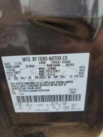 Photo 10 from auction – 2006 FORD F150 with VIN 1FTPX14596FA57020