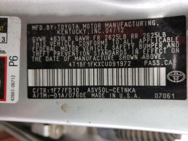 Foto 10 de la subasta – 2012 TOYOTA CAMRY BASE con VIN 4T1BF1FKXCU091972