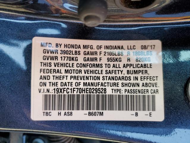 Photo 10 from auction – 2017 HONDA CIVIC EXL with VIN 19XFC1F70HE029528