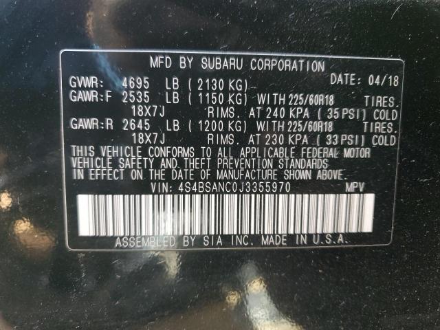 Photo 10 from auction – 2018 SUBARU OUTBACK 2. with VIN 4S4BSANC0J3355970