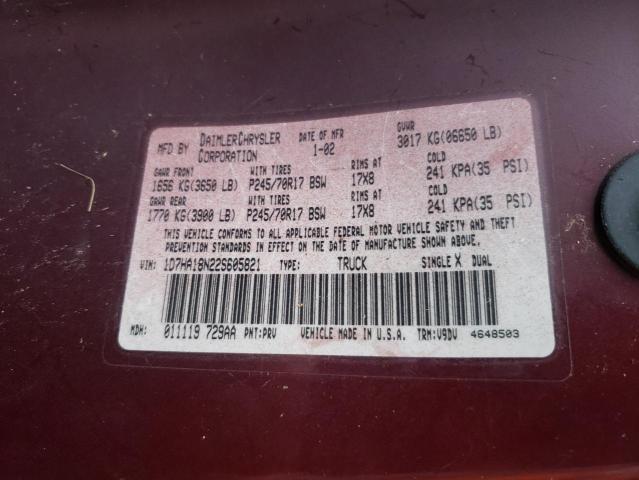 Photo 10 from auction – 2002 DODGE RAM 1500 with VIN 1D7HA18N22S605821
